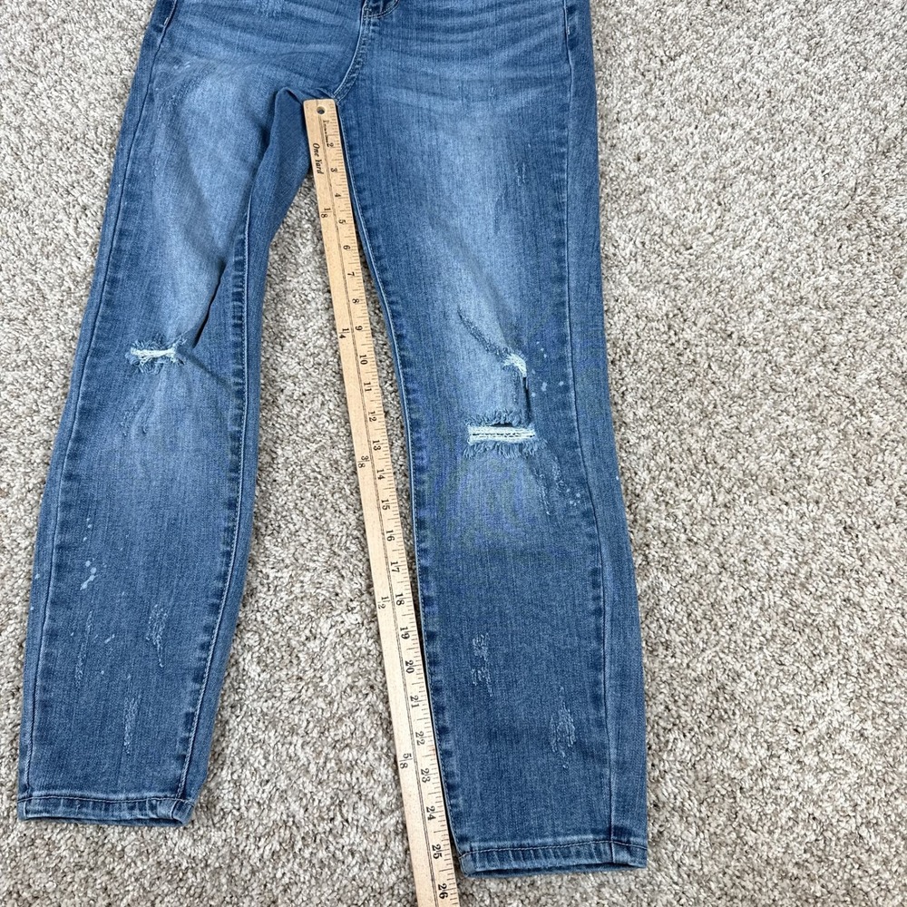 Judy Blue Jeans Womens 28 Relaxed Fit Distressed Ripped Knee Medium Blue Painted - Picture 6 of 13